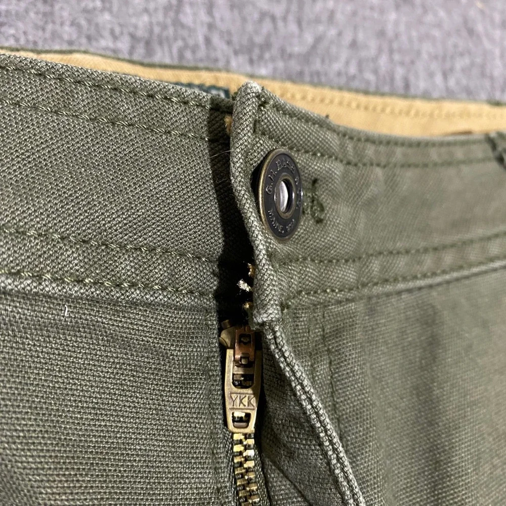 GH Bass & Co Mens Canvas Work Pants Olive Green 40x29 Straight Leg Utility